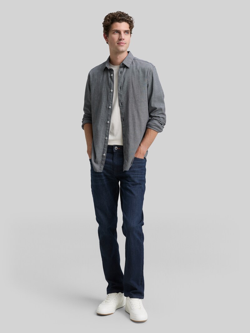 Tom Tailor Slim Fit Hemd mit Stretch - Navy Squared Structure