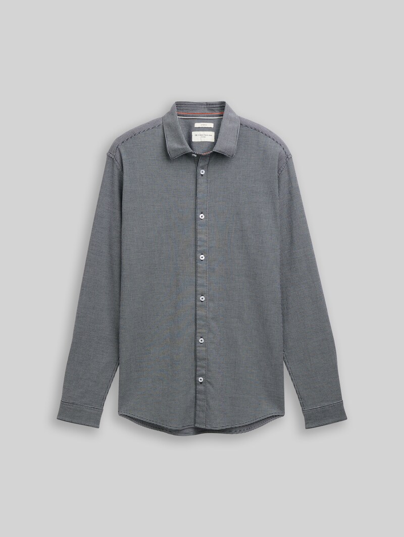 Tom Tailor Slim Fit Hemd mit Stretch - Navy Squared Structure