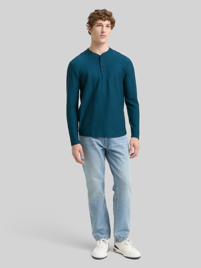 Tom Tailor Henley Langarmshirt - Deep Pond Green
