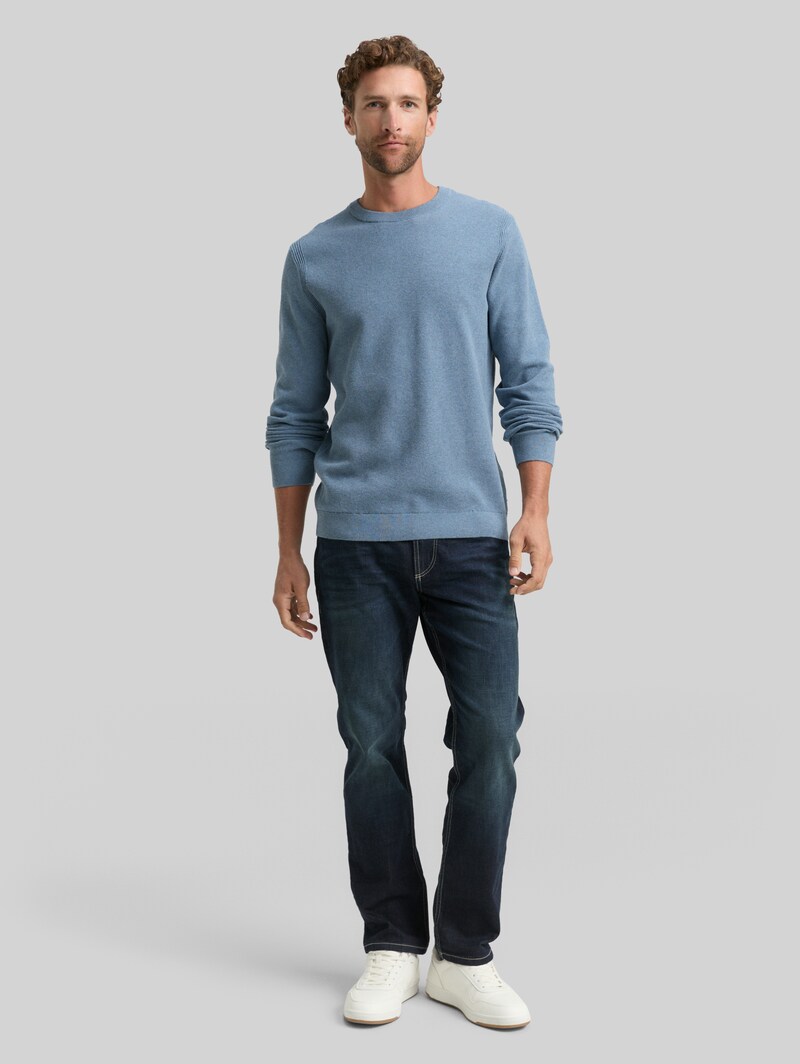 Tom Tailor Strickpullover aus Baumwolle - Faded Blue Melange