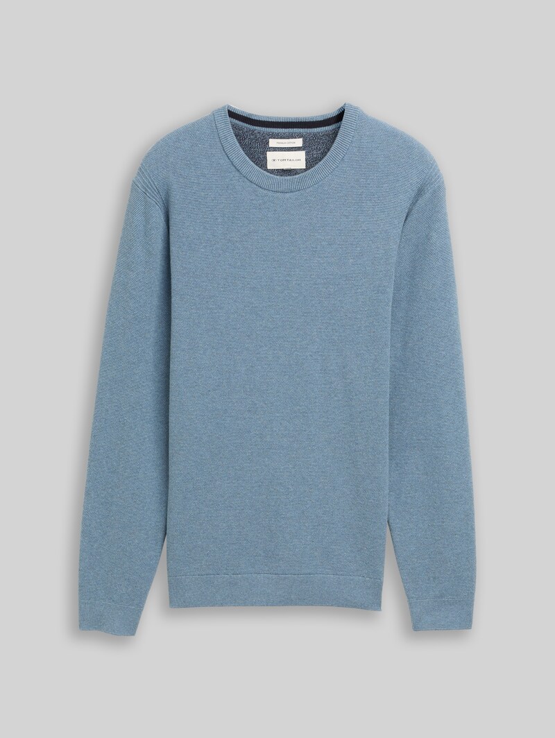 Tom Tailor Strickpullover aus Baumwolle - Faded Blue Melange