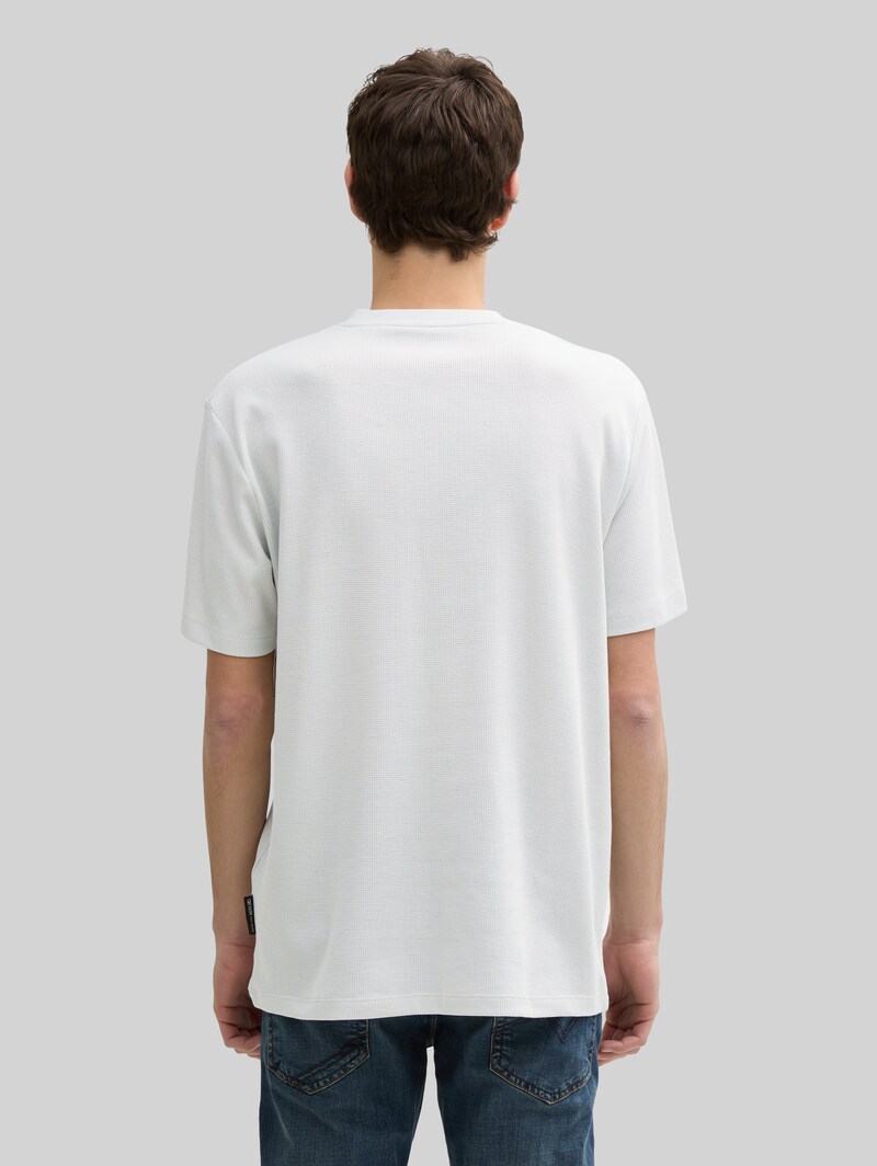 Tom Tailor Henley T-Shirt in Waffelstruktur - Chalk Grey