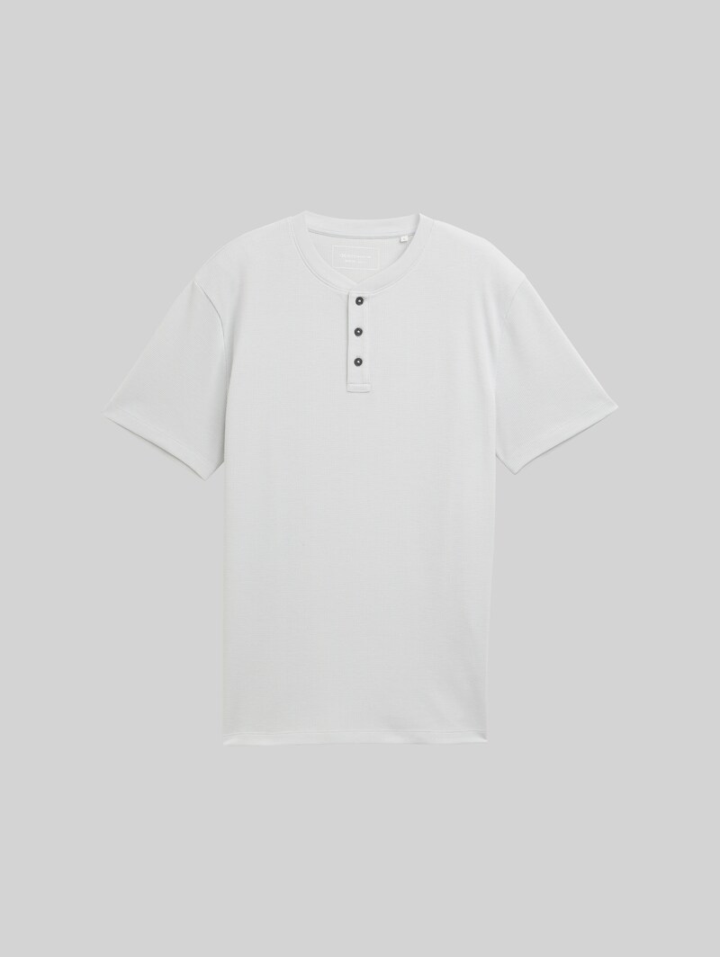 Tom Tailor Henley T-Shirt in Waffelstruktur - Chalk Grey
