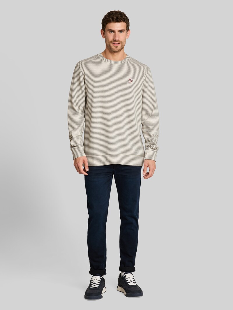 Tom Tailor Langarmshirt mit Streifenmuster - Offwhite Structured Stripe