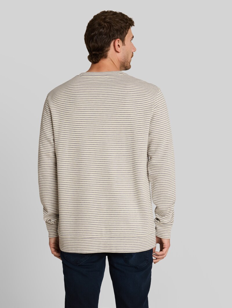Tom Tailor Langarmshirt mit Streifenmuster - Offwhite Structured Stripe