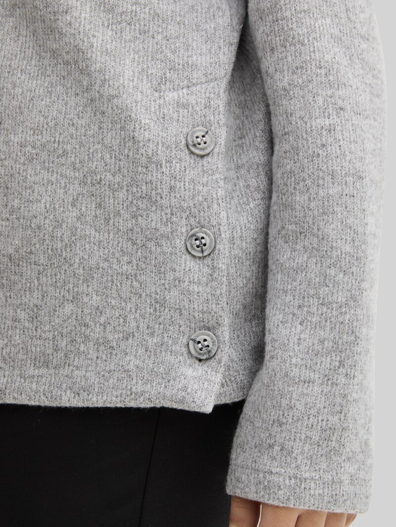 Tom Tailor Plus Size - Soft-Touch Sweatshirt mit Knopfdetails - Medium Silver Grey Melange