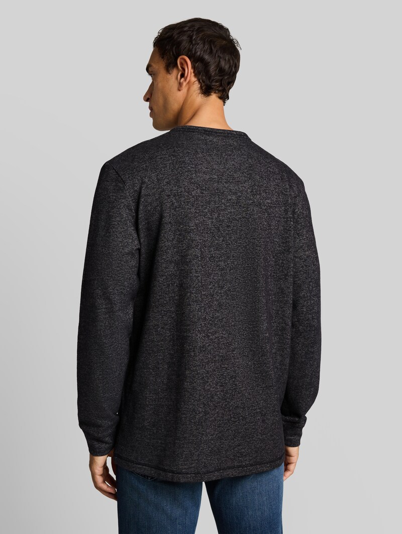 Tom Tailor Langarmshirt mit Badge - Navy Black White Structure