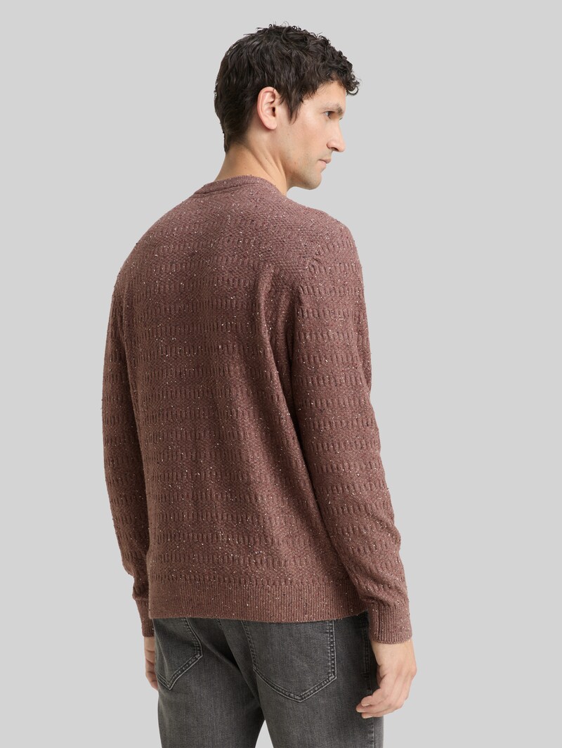 Tom Tailor Strickpullover mit Rundhalsausschnitt - Dark Brown Multicolor Neps