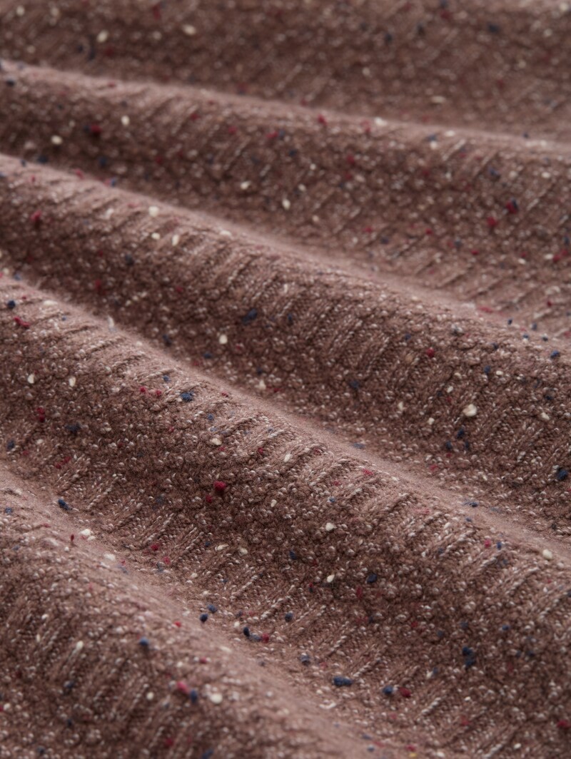Tom Tailor Strickpullover mit Rundhalsausschnitt - Dark Brown Multicolor Neps