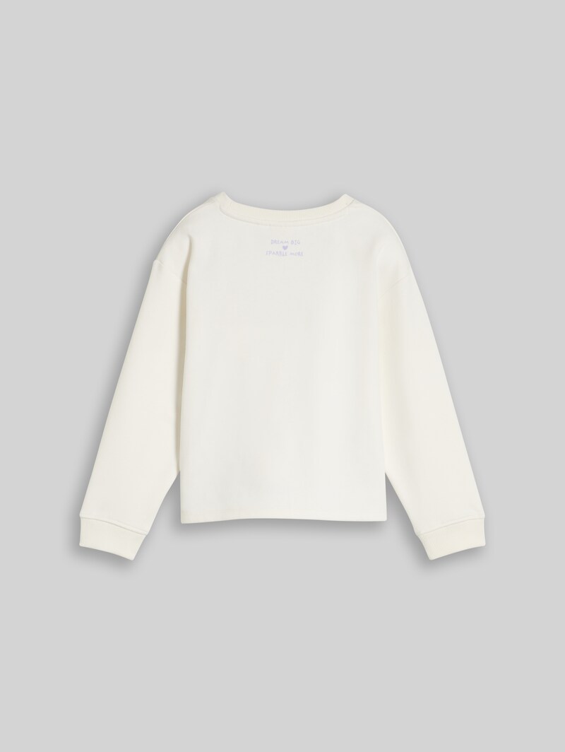 Tom Tailor Cropped Sweatshirt mit Foto-Print - Gardenia White Tom Tailor Cropped Sweatshirt mit Foto-Print - Gardenia White