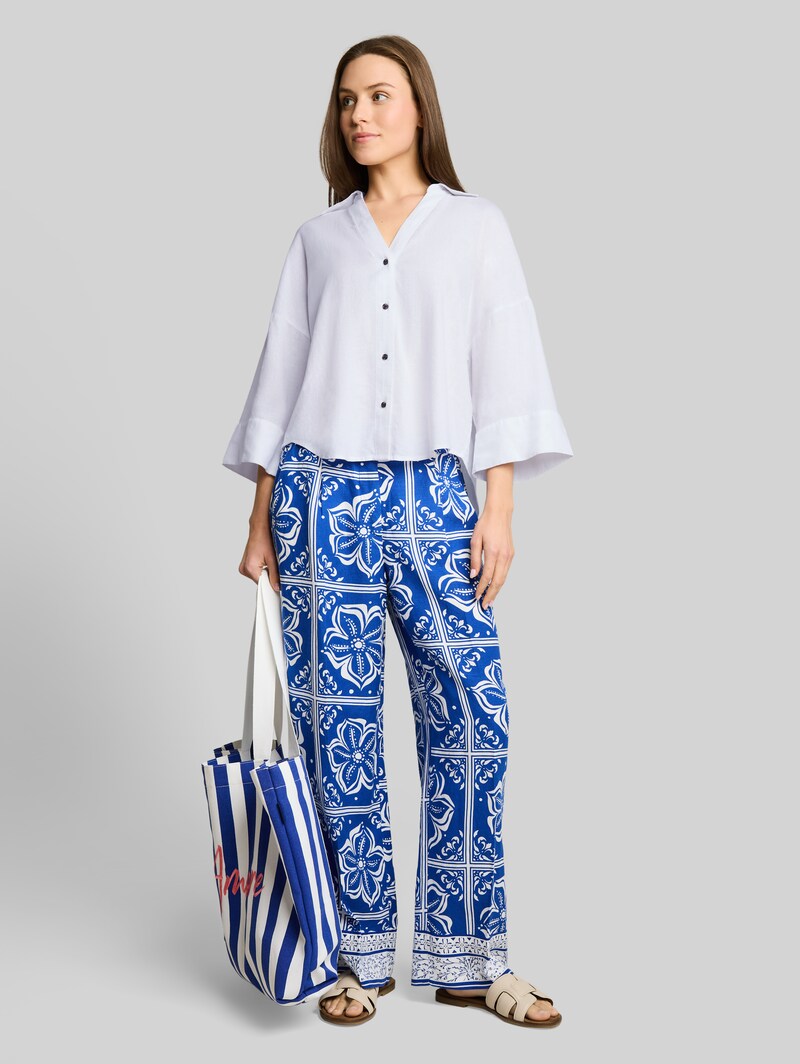 Tom Tailor Oversize Bluse mit Leinenanteil - White