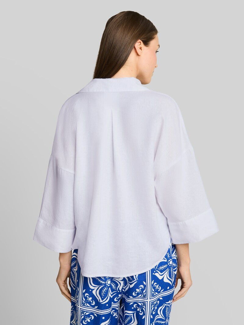 Tom Tailor Oversize Bluse mit Leinenanteil - White