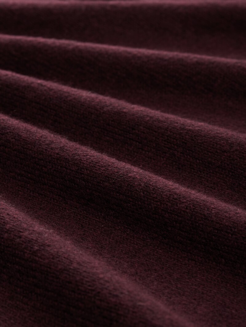 Tom Tailor Loose Fit Strickpullover mit Stehkragen - Dark Red Mélange