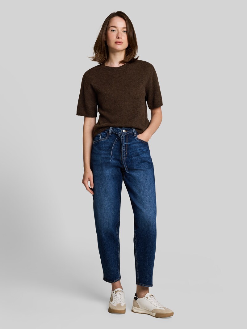 Tom Tailor Lightweight Strickpullover mit Alpaka-Anteil - Cool Dark Brown Melange