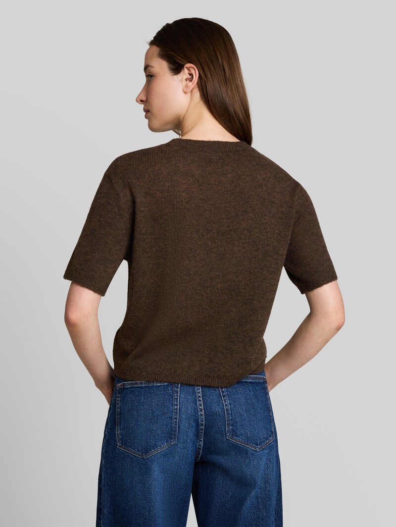 Tom Tailor Lightweight Strickpullover mit Alpaka-Anteil - Cool Dark Brown Melange
