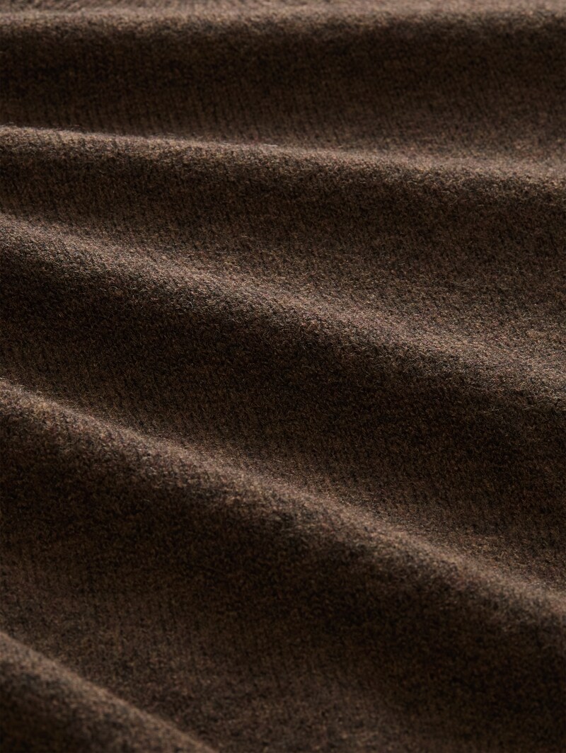 Tom Tailor Lightweight Strickpullover mit Alpaka-Anteil - Cool Dark Brown Melange