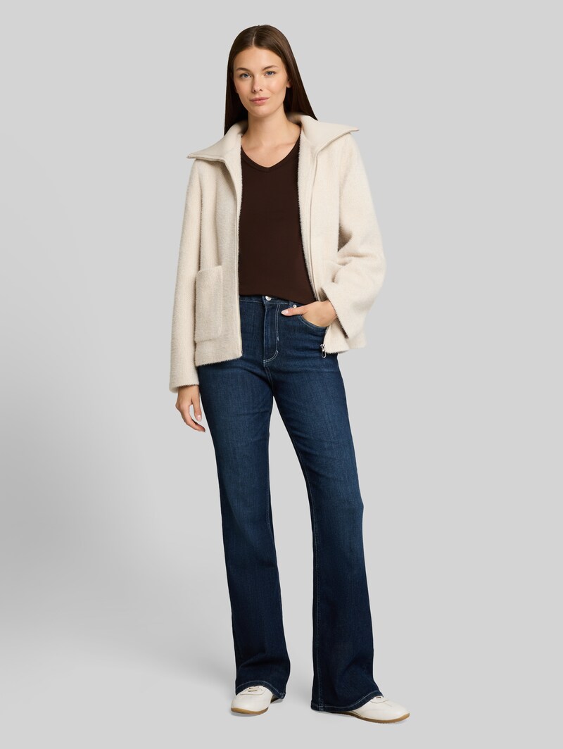 Tom Tailor Basic Langarmshirt mit V-Ausschnitt - Java Dark Brown
