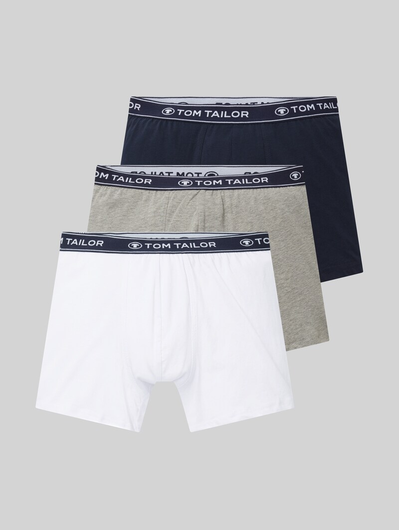 Tom Tailor Mittellange Boxershorts im 3er-Pack - Navy-melange-white