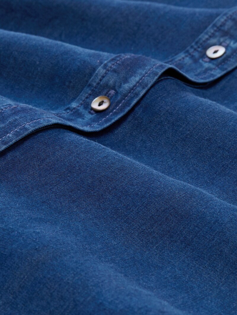 Tom Tailor Bluse mit Schleifen-Detail - Blue Denim Dark Wash