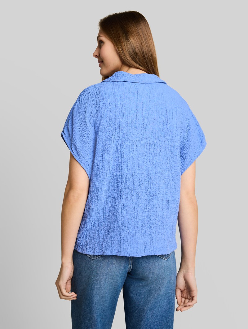 Tom Tailor Seersucker Resort Hemdbluse - Bonnet Blue