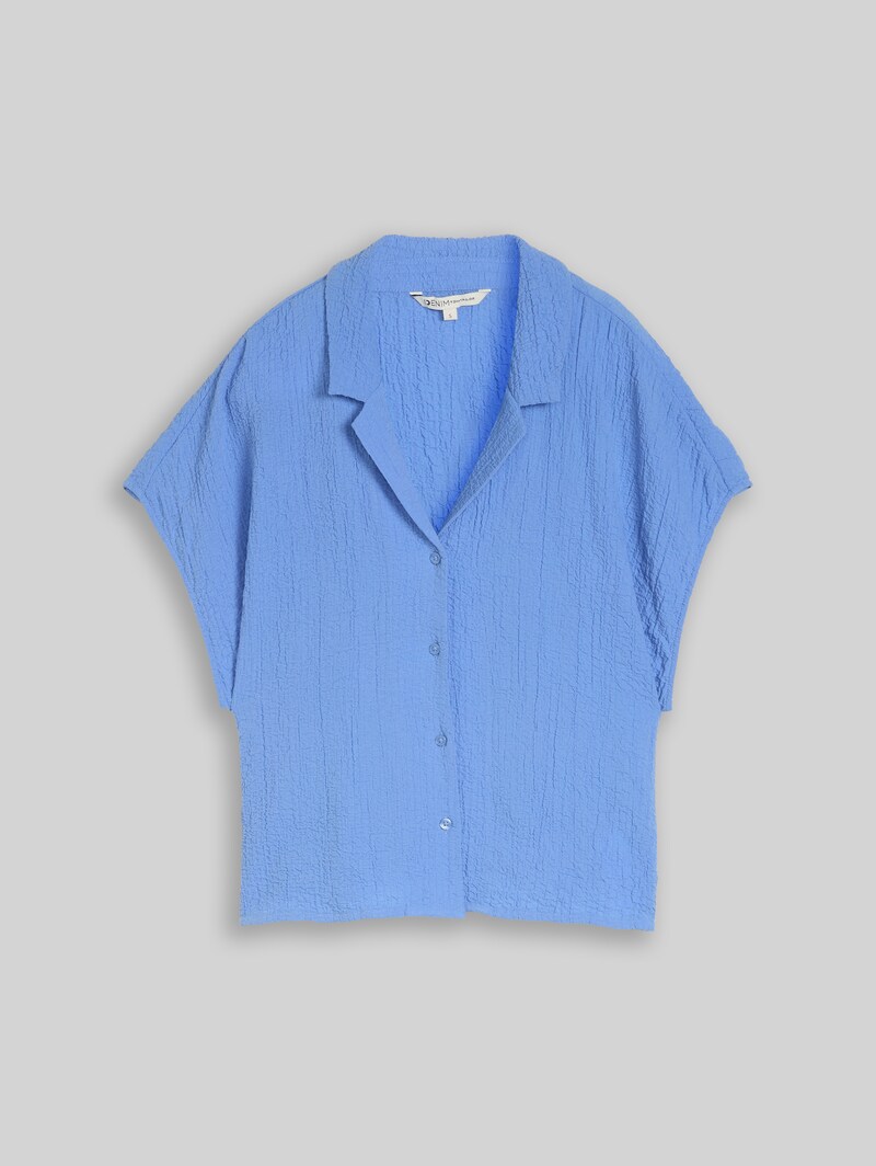 Tom Tailor Seersucker Resort Hemdbluse - Bonnet Blue