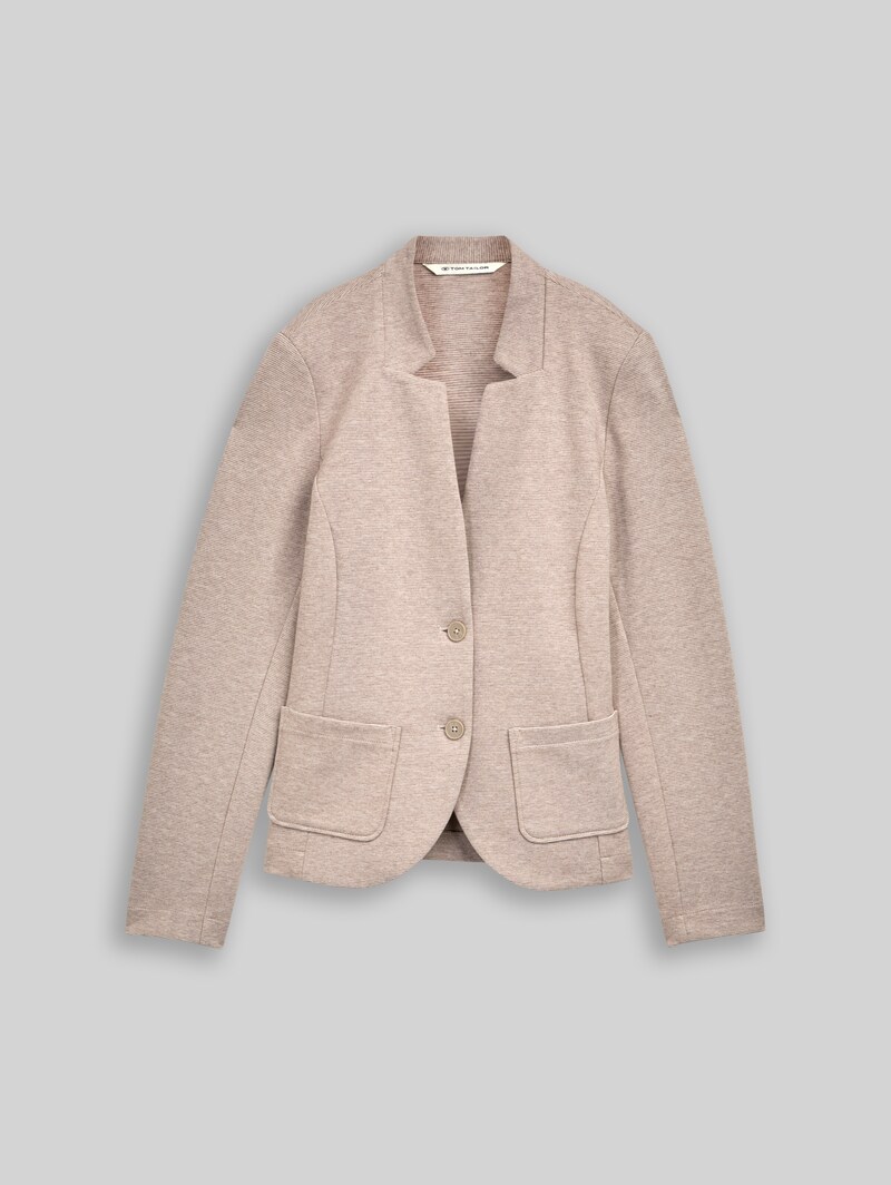 Tom Tailor Slim Fit Blazer mit Ottoman Struktur - Soft Taupe Melange