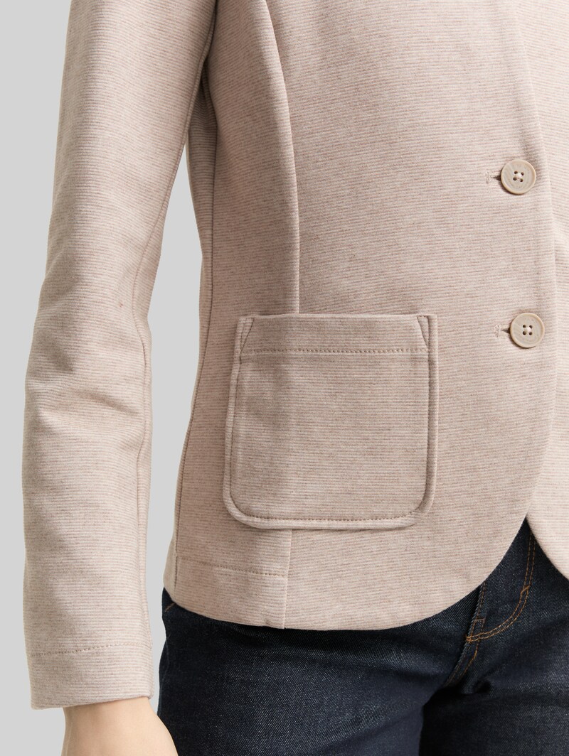 Tom Tailor Slim Fit Blazer mit Ottoman Struktur - Soft Taupe Melange