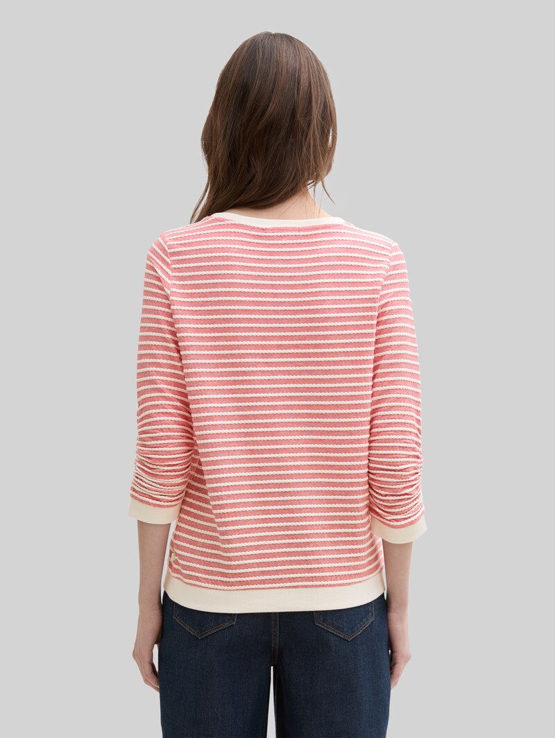 Tom Tailor Sweatshirt mit Streifenmuster - Red White Structure Stripe