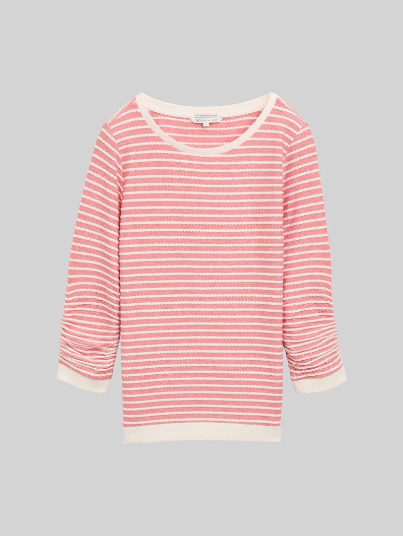 Tom Tailor Sweatshirt mit Streifenmuster - Red White Structure Stripe