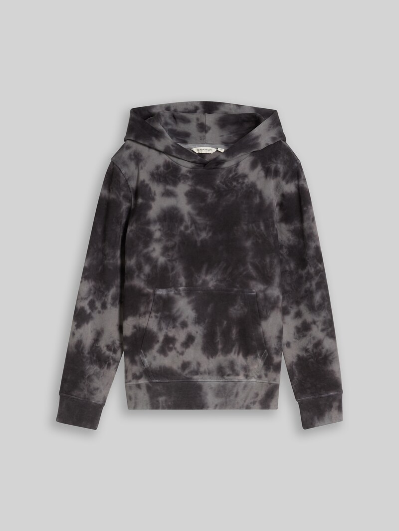 Tom Tailor Hoodie Sweatshirt mit Batikmuster - Dark Grey Tie Dye