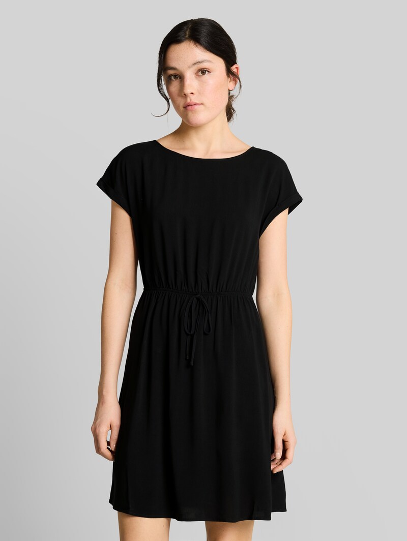 Tom Tailor Mini-Kleid mit Schleifen-Detail - Deep Black Tom Tailor Mini-Kleid mit Schleifen-Detail - Deep Black