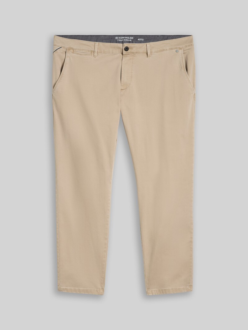 Tom Tailor Plus Size - Regular Fit Chino Hose im Washed-Look - Plaza Beige