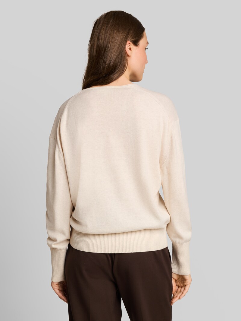 Tom Tailor Oversize Strickpullover mit Kaschmir-Anteil - Whisper Offwhite Melange