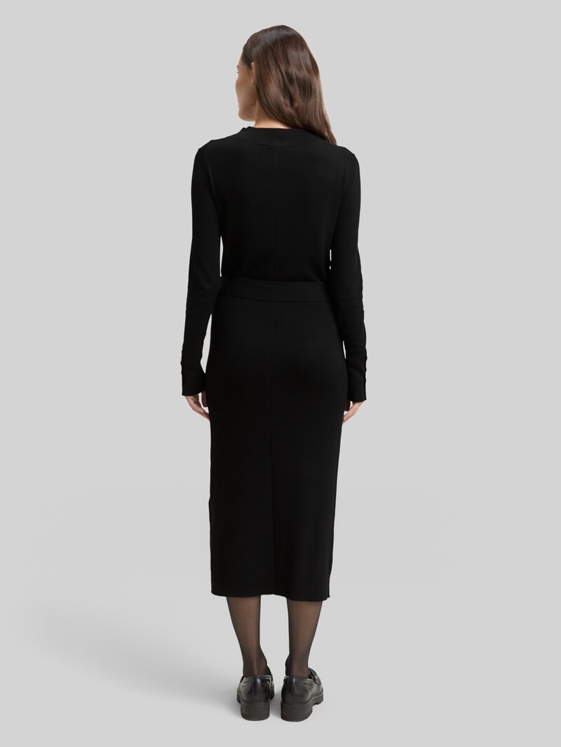 Tom Tailor Fitted Midi-Kleid mit Gürtel - Deep Black