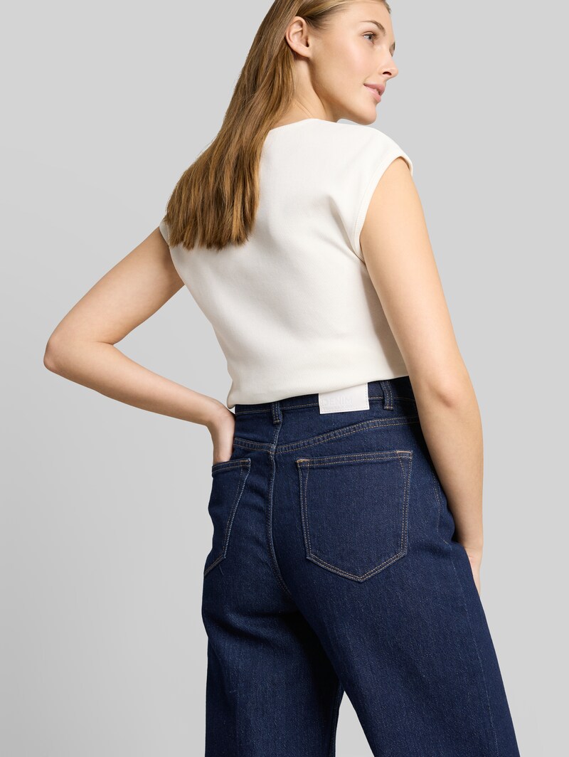 Tom Tailor TTLINOU WIDE High Waist Jeans mit Turn-Up - Rinsed Blue Denim