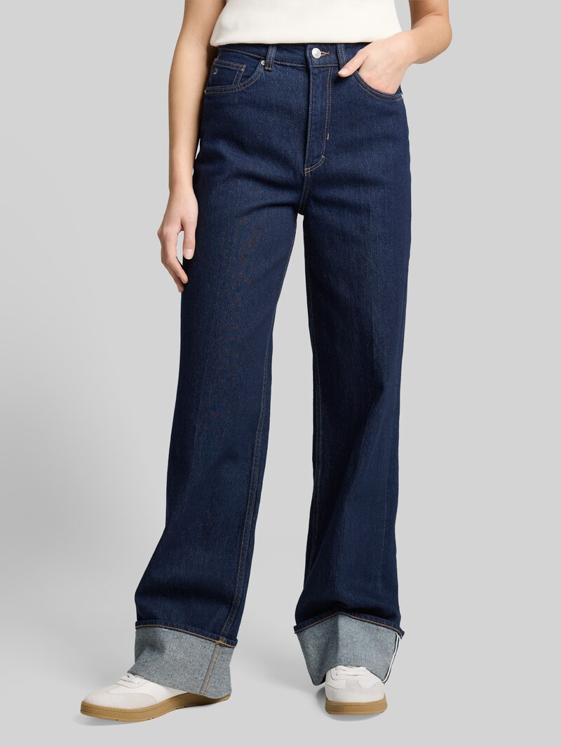 Tom Tailor TTLINOU WIDE High Waist Jeans mit Turn-Up - Rinsed Blue Denim