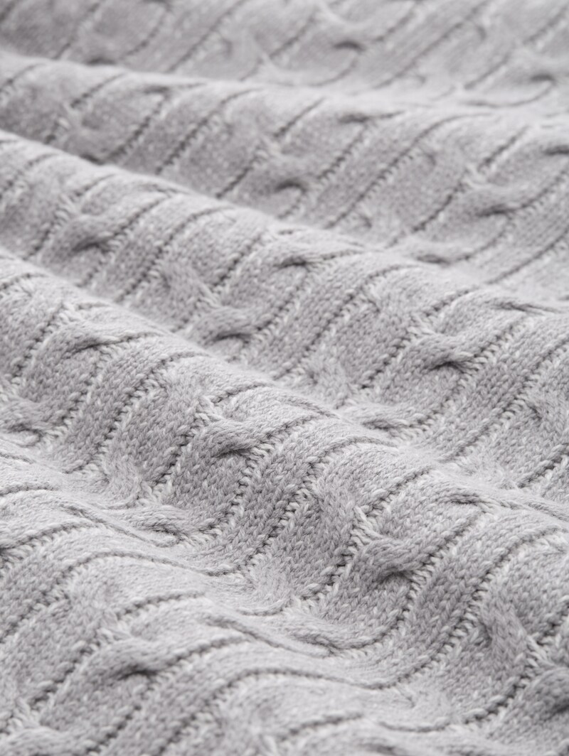 Tom Tailor Strickpullover mit Zopfmuster - Grey Offwhite Plated