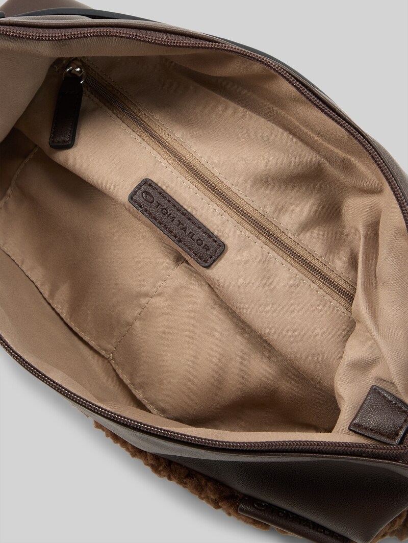 Tom Tailor TTZELINA M Beuteltasche mit Teddyfell - Dark Brown