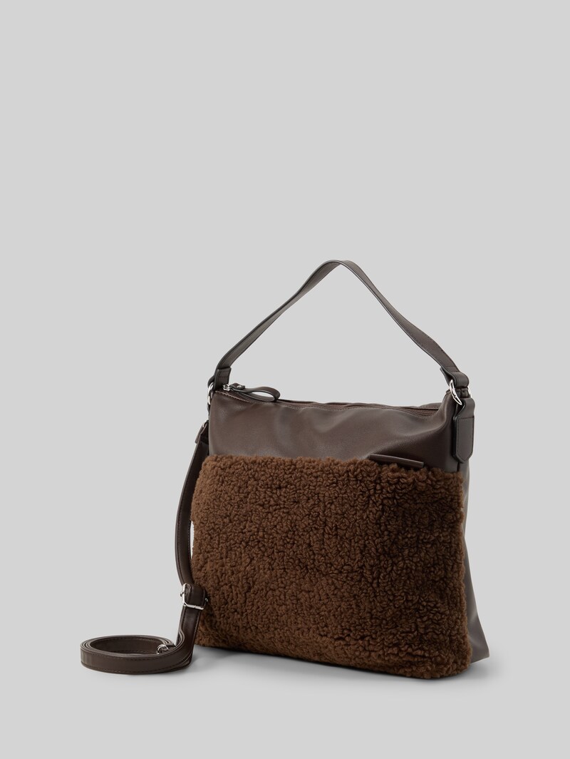 Tom Tailor TTZELINA M Beuteltasche mit Teddyfell - Dark Brown