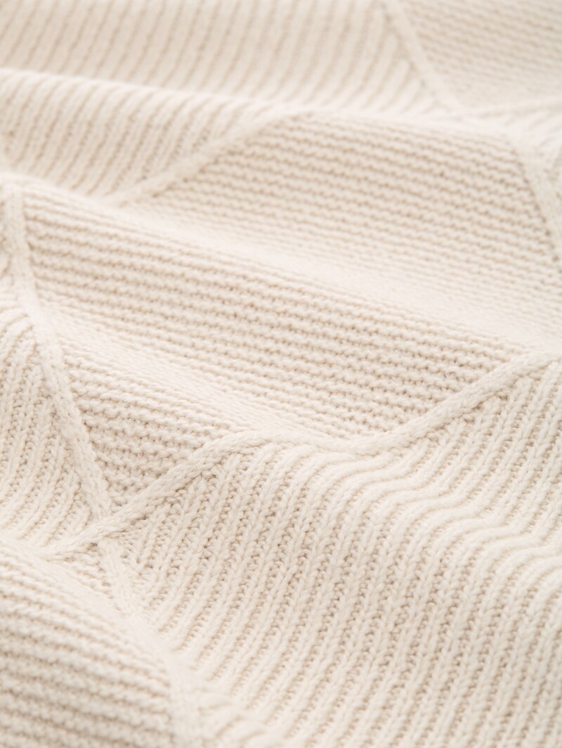 Tom Tailor Loose Fit Strickpullover mit Stehkragen - Sand Stone Beige