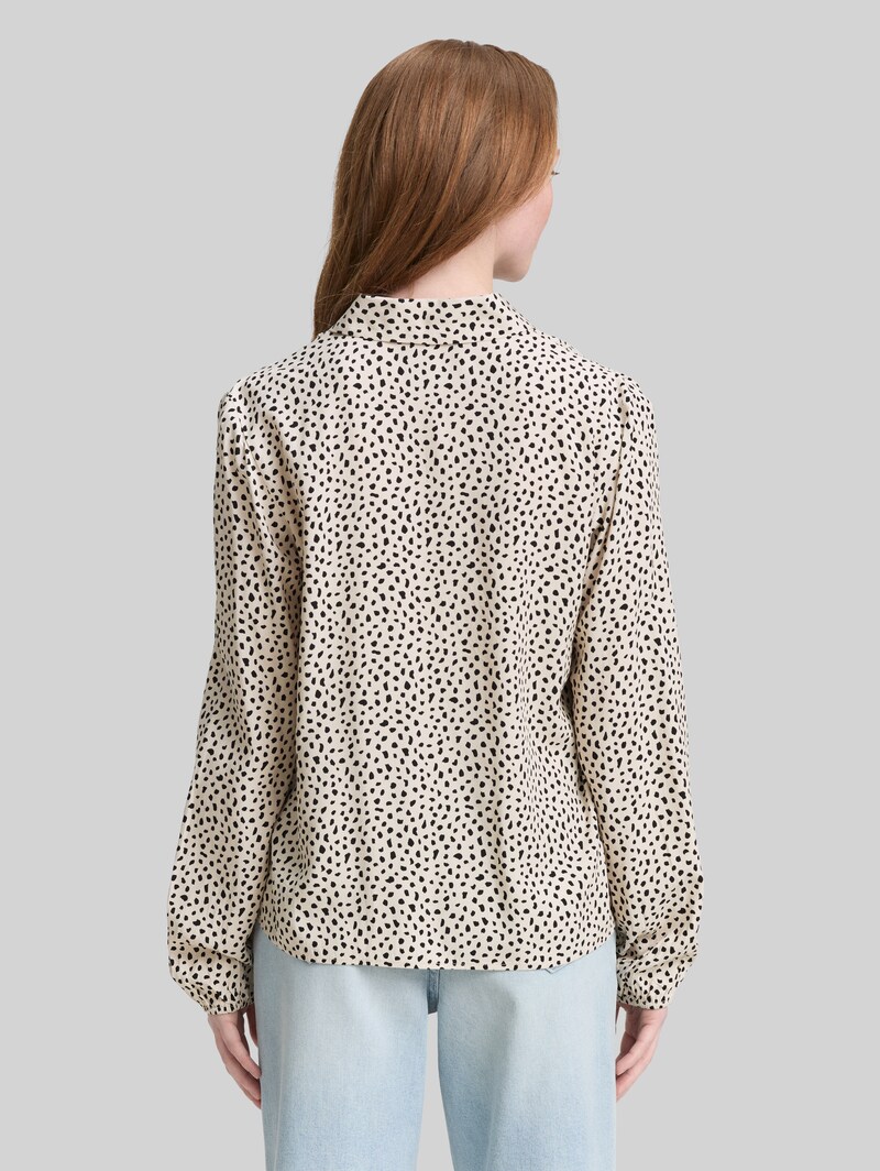 Tom Tailor Hemdbluse mit Muster - Beige Black Dotted Print