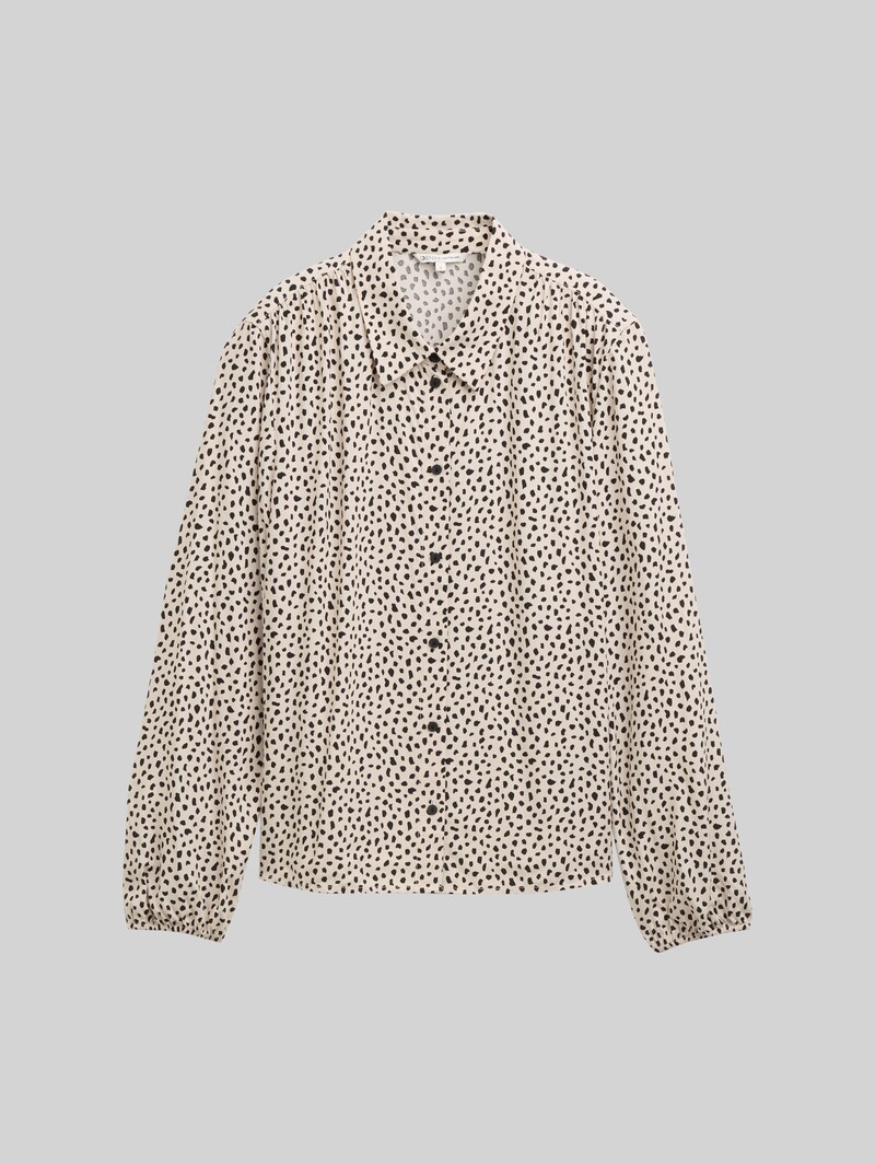 Tom Tailor Hemdbluse mit Muster - Beige Black Dotted Print