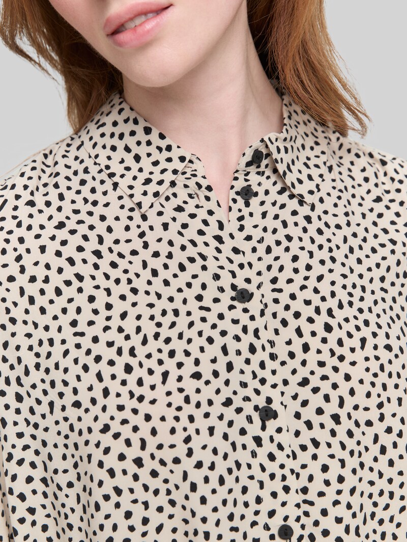 Tom Tailor Hemdbluse mit Muster - Beige Black Dotted Print