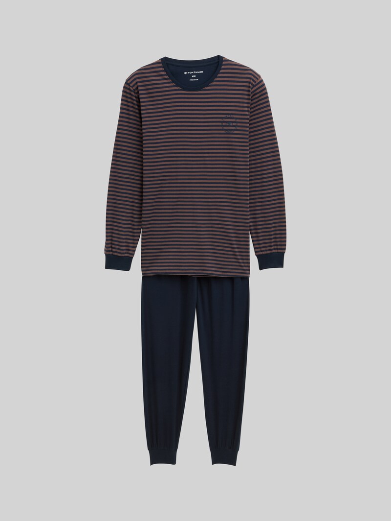 Tom Tailor Pyjama-Set mit Streifenmuster - Brown-dark-ringlet