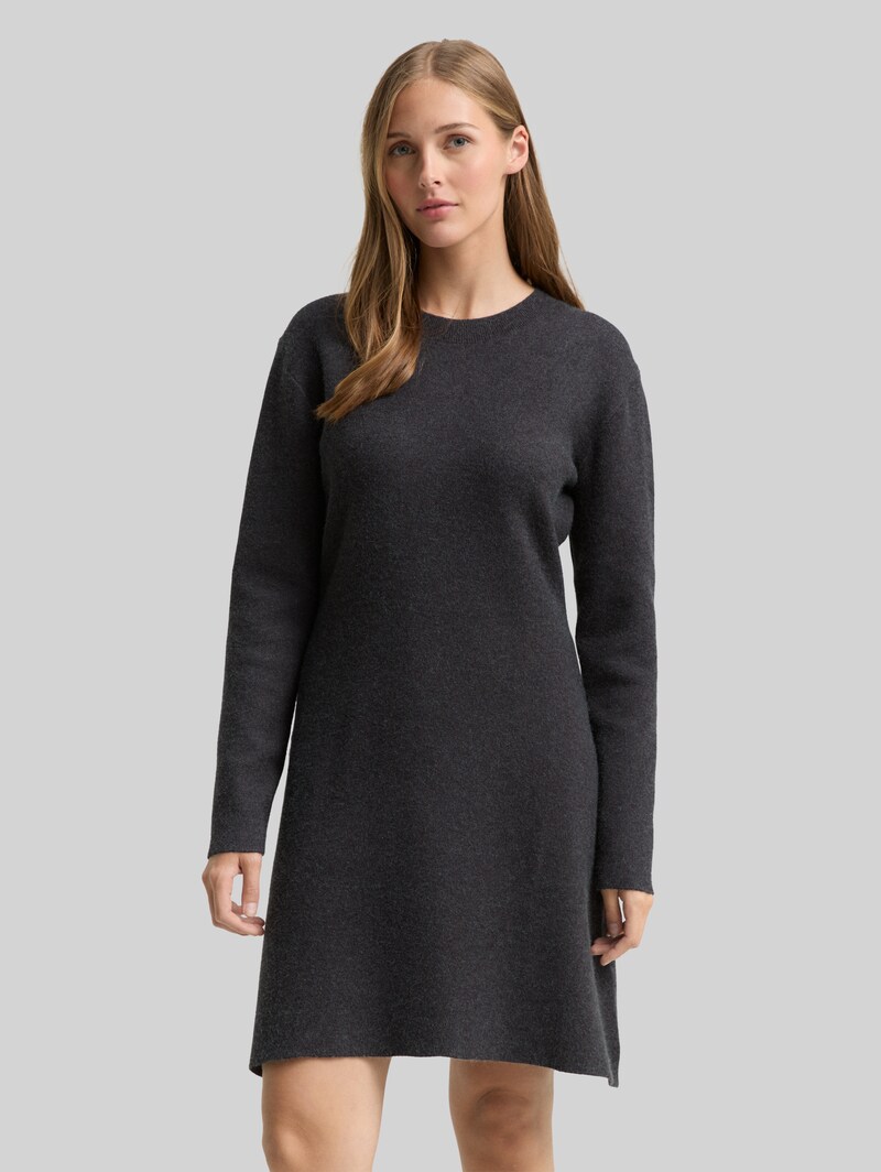 Tom Tailor Mini Skater Strickkleid - Shale Grey Melange Tom Tailor Mini Skater Strickkleid - Shale Grey Melange