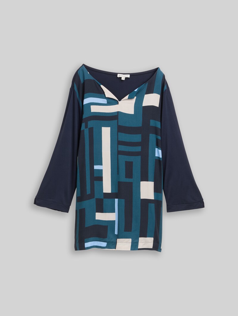 Tom Tailor Plus Size - Langarmshirt im Material-Mix - Lunar Eclipse
