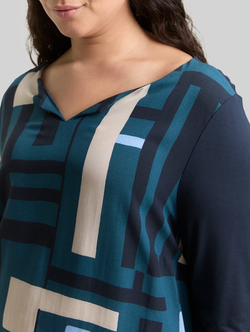 Tom Tailor Plus Size - Langarmshirt im Material-Mix - Lunar Eclipse
