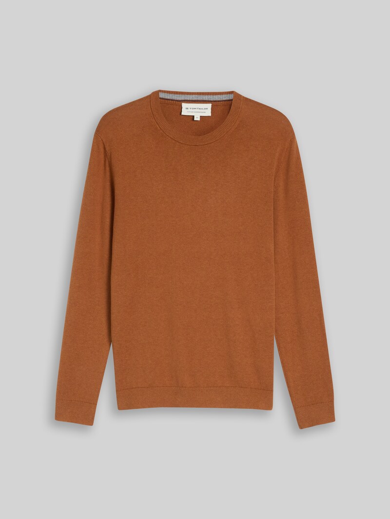 Tom Tailor Strickpullover mit Kaschmir-Anteil - Camel Brown Melange