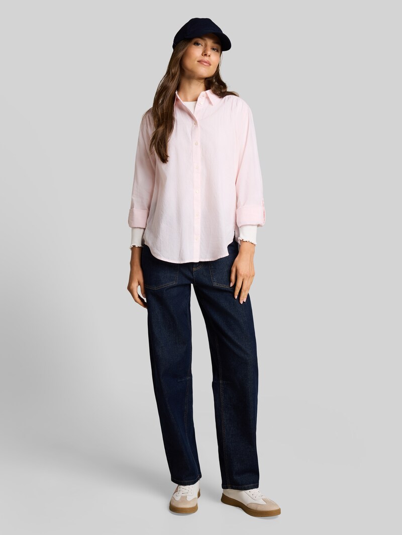 Tom Tailor Hemdbluse mit Turn-up-Funktion - Light Pastel Pink Dobby