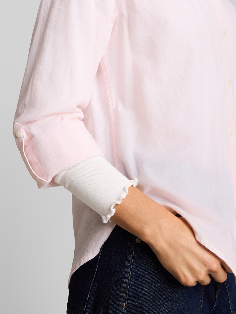 Tom Tailor Hemdbluse mit Turn-up-Funktion - Light Pastel Pink Dobby